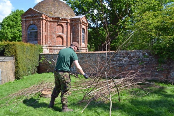 Fraser working on preparations for the new den in the 'Hidden Realm'.